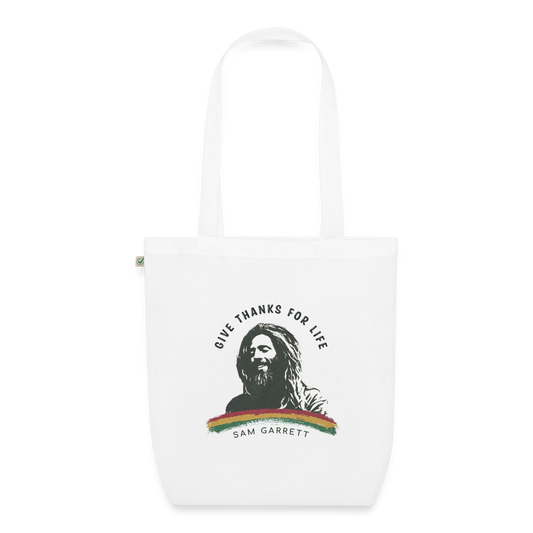 Give Thanks For Life Sustainable Tote Bag - white